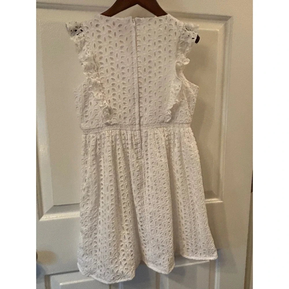 Lilly Pulitzer Girls White Eyelet Ruffle Sleeveless Dress Summer Party ~SZ 10